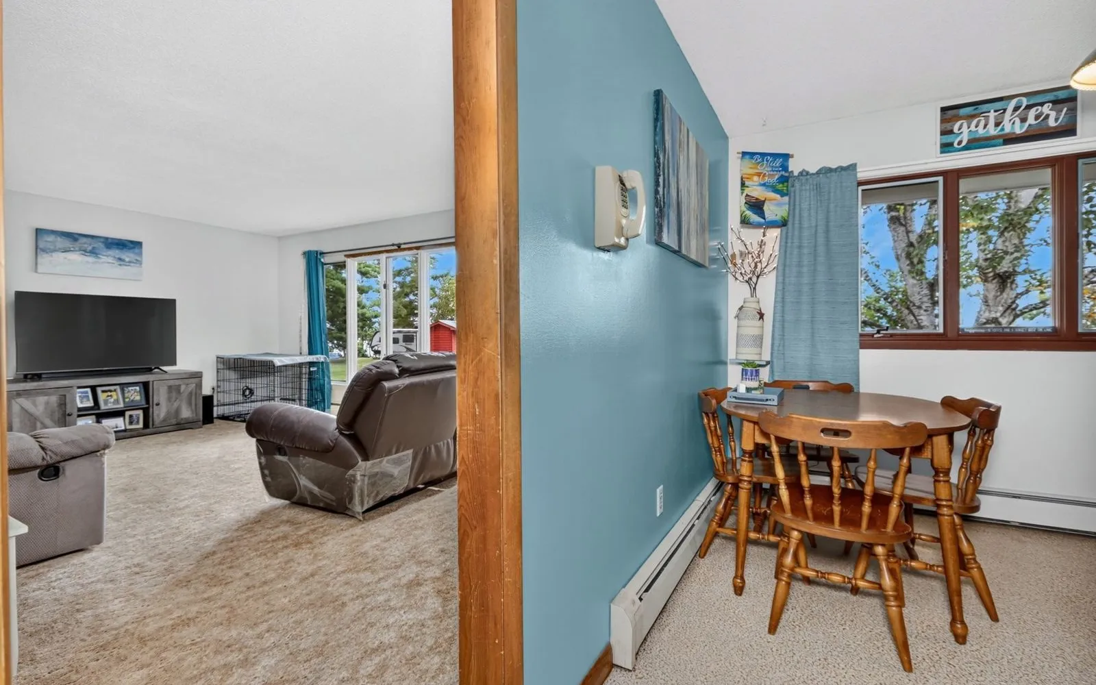 Kitchen counter and dining area