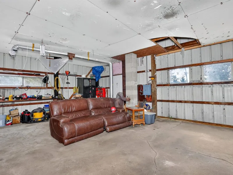 Interior of the detached garage