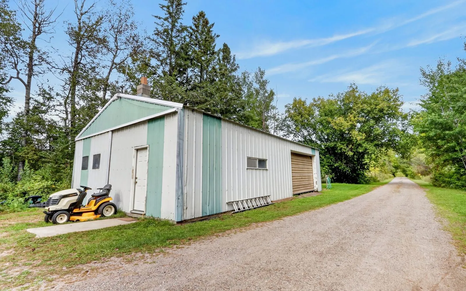 Detached garage beside the house