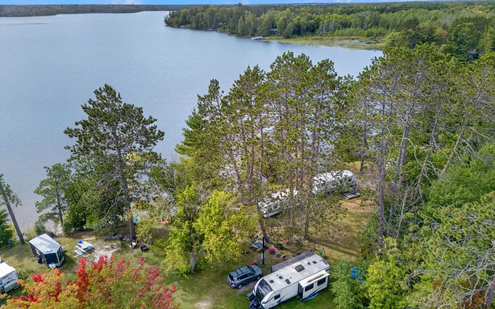 Aerial view of the shoreline