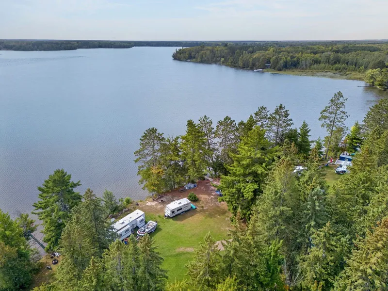 Aerial view looking down the shore