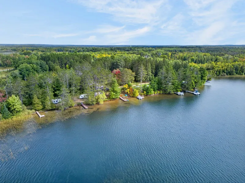 Aerial view along the lake